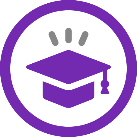An icon of a graduation cap signifying education