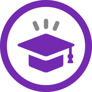 A purple icon of a graduation cap
